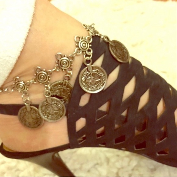 Silver Antique Dangling Coin Anklet - New - Picture 2 of 4